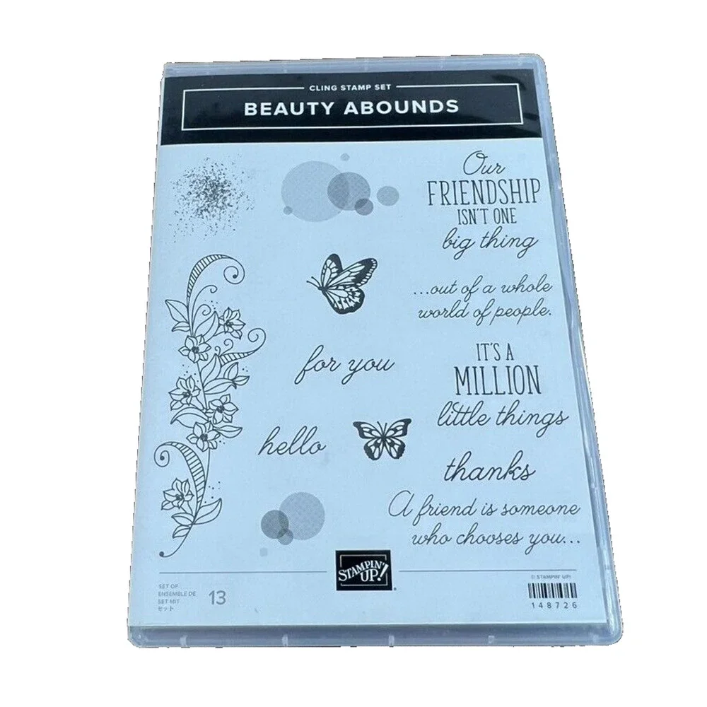STAMPIN' UP RUBBER Stamp Set BEAUTY ABOUNDS Sayings Butterflies Greetings 148726